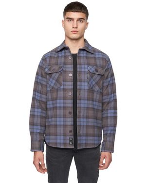 Duck and Cover Willington Checked Overshirt Cotton - Blue