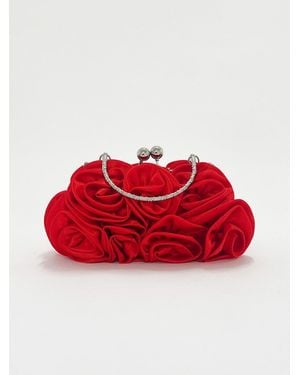 SVNX 3D Rose Clutch Bag - Red
