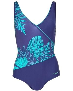 Zoggs Ladies Printed Wrap Front One Piece Swimsuit - Blue