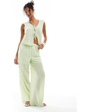 Pieces Textured Wide Leg Trouser Co-Ord - Green