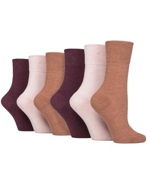 IOMI 6 Pack Ladies Non Elastic Cotton Diabetic Socks With Seamless Toe - Pink