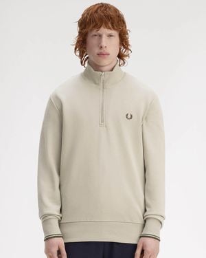 Fred Perry Half Zip Sweatshirt - Natural