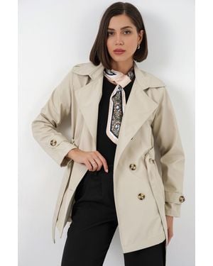 Bigdart Short Belted Trench Coat - Natural
