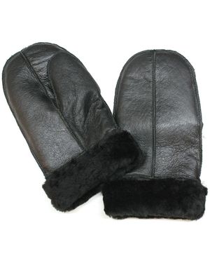 Infinity Leather Sheepskin Mittens - Black