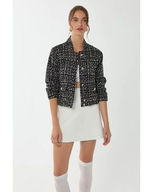 Hiccup Tweed Regular Fit Jacket - Black