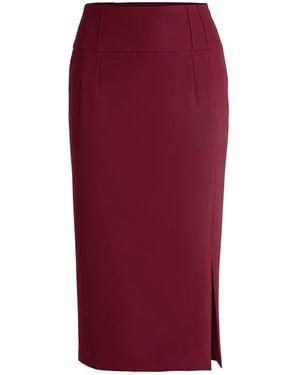 BOSS Vizena Midi Pencil Skirt - Red