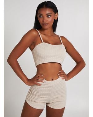 Pink Vanilla Quilted Crop Top - Multicolour