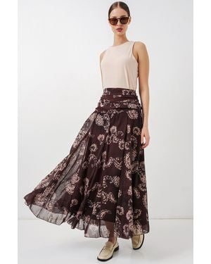 Bigdart High Waist Paisley Maxi Skirt - Brown