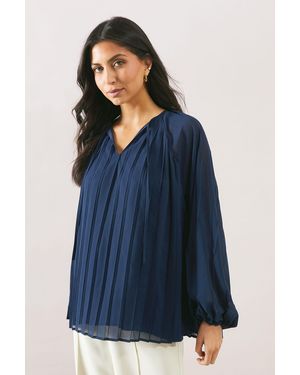 Wallis Contrast Stripe Cowl Top - Blue