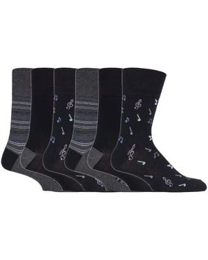 Gentle Grip 6 Pairs Non Elastic Socks - Black