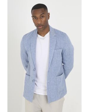 Brave Soul Light 'Cambridge' Button Through Chambray Blazer - Blue