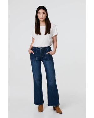 Izabel London Denim Pocket Detail High Waist Jeans - Blue