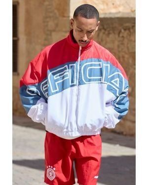 BoohooMAN Oversized Official Colour Block Sports Jacket - Red