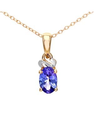 DIAMANT L'ÉTERNEL 9ct Geelgouden Tanzanietwervelhanger - Blauw