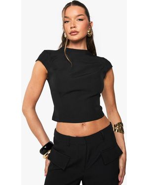 Boohoo High Neck Tailored Top - Black