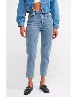 Hiccup High Waist Mom-Fit Jeans - Blue