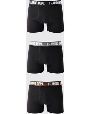 BoohooMAN Training Dept Cotton Boxers 3 Pack - Black
