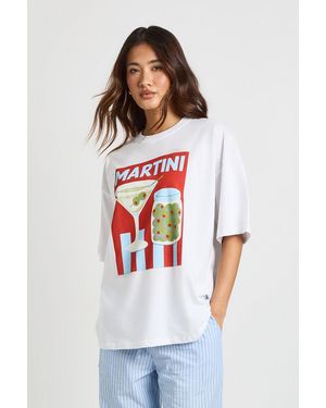 Boohoo Martini Printed T-Shirt - White