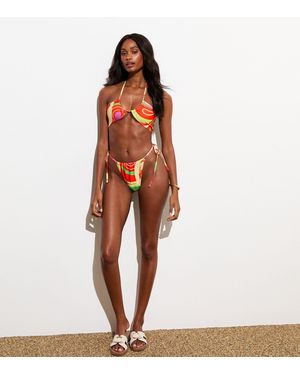 Gini London Multi Pastel Halterneck Swirl Bikini Top - Orange