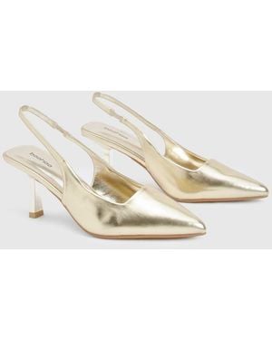 Boohoo Wide Fit Low Stiletto Slingback Court - Natural