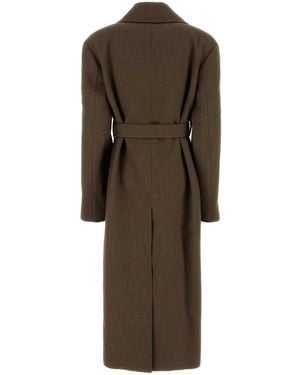 Jil Sander Embroidered Wool Blend Coat - Brown