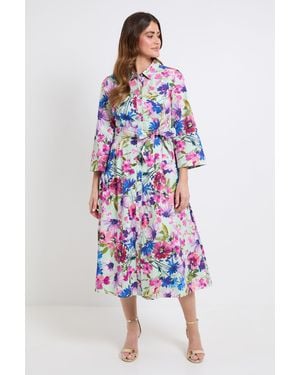 Wallis Floral Cotton Shirt Dress - White