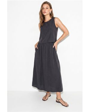 Bianco Lucci Sleeveless Scoop Neck Tank Top And Midi Skirt Co-Ord Set - Blue