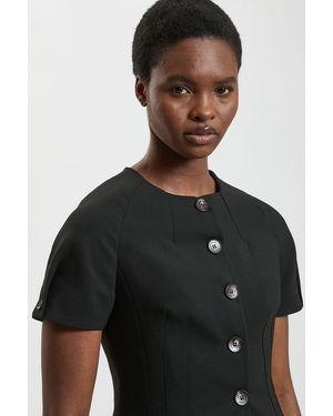 Karen Millen Compact Stretch Short Sleeve Jacket - Black
