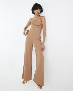 River Island Jumpsuit Sleeveless Bandeau Detail - Natural