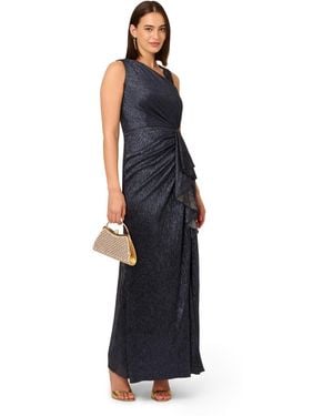 Adrianna Papell Metallic Foil Long Dress - Blue