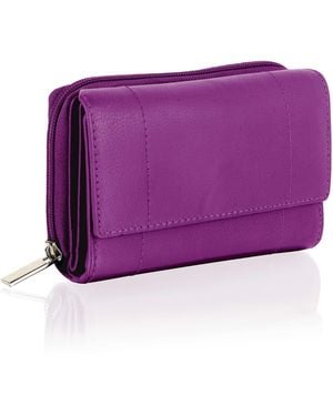 Woodland Leathers Genuine Leather Purse Rfid Blocking Wallet - Purple