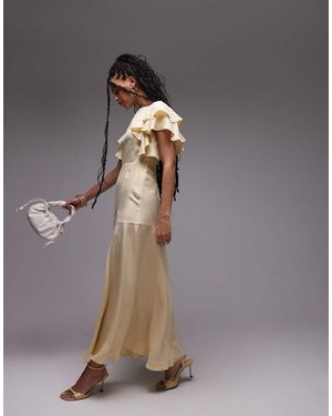 & Other Stories Maxi Dress With Ruffle Sleeves And Open Back - Brown