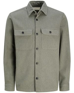 Jack & Jones And Solid Patterned Chest Pocket Overshirt - Green