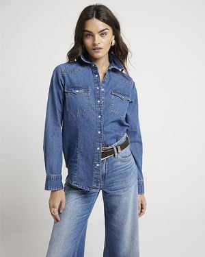 River Island Western Shirt Denim Cotton - Blue