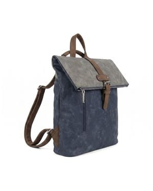 Woodland Leathers Roll-Top Backpack, Anti-Theft Travel Bag With Luggage Strap - Blue