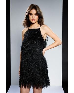 Runway 1.8.1.8 Fringe Square Neck Mini Dress - Black