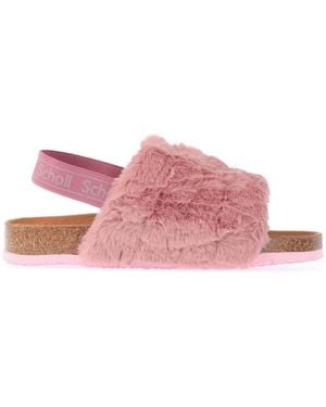 Scholl Womenss Amabel Faux Fur Slippers - Pink