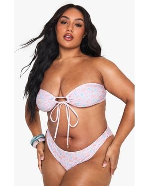 Boohoo Plus Shell Print Trim Bandeau Top - Purple