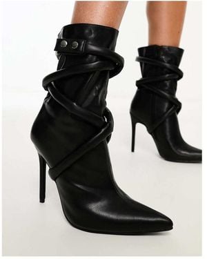 SIMMI London Alps Rope Detail Heeled Ankle Boots - Black