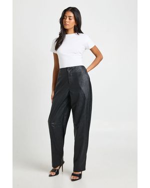 Boohoo Faux Leather Barrel Leg Trouser - Blue