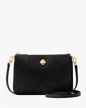 Kate Spade Kayla Pebbled Leather Small Triple Compartment Crossbody - Black