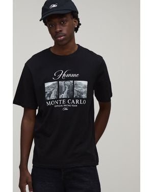 BoohooMAN Regular Monte Carlo Photo Print T-Shirt - Black