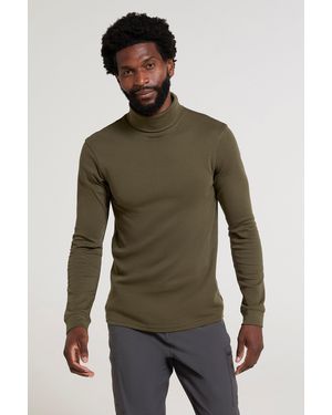 Mountain Warehouse 'Meribel' Thermal Baselayer Top Combed Cotton Quick Drying Long Sleeve Jumper - Green