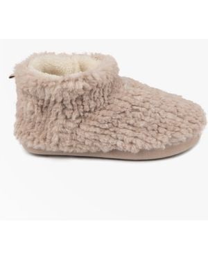 Totes Toasties Faux Fur Short Boot Slippers Oat - Natural