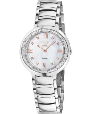 Gv2 Amalfi Swiss Quartz Diamond Mop Dial Stainless Steel Watch - Grey