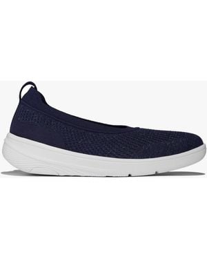 Fitflop Super-Q Knit Ballerina Shoes Metallic Midnight - Blue