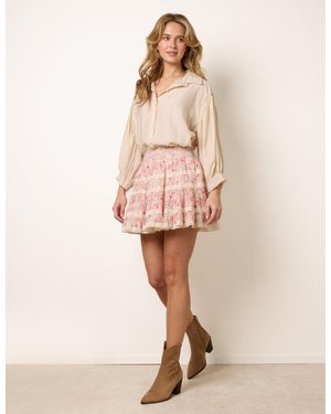 Blue Vanilla Mini Floral Skirt - Natural