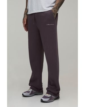 BoohooMAN Tall Straight Fit Embroidered Jogger - Black