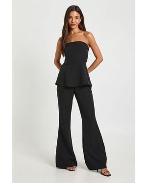 Boohoo Longline Bandeau & Flared Trouser Co-Ord - Blue