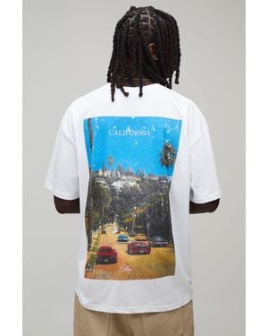 BoohooMAN Oversized California Photographic Print T-Shirt Cotton - Blue